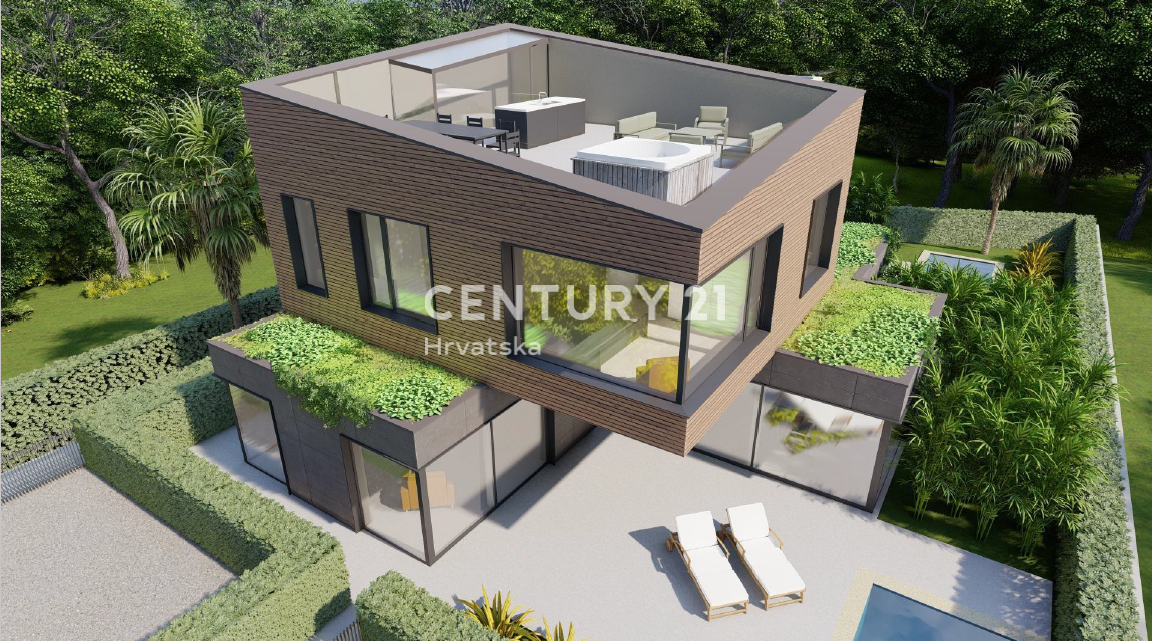 POREČ. PRODAJA SE NOVA MODERNA DVOJNA HIŠA S BAZENOM SAMO 1500 M OD MESTA