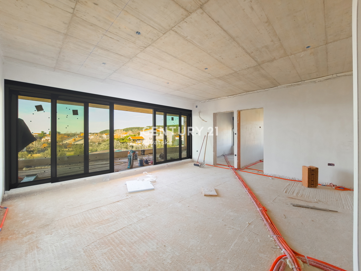 ZADAR, LJUBAČ, LUX. NOVOGRADNJA S6 / 97,10 m2 + 120 m2 KROVNA TERASA, 2. nadstropje, 50 m DO MORA IN PLAŽE, POGLED NA MORJE