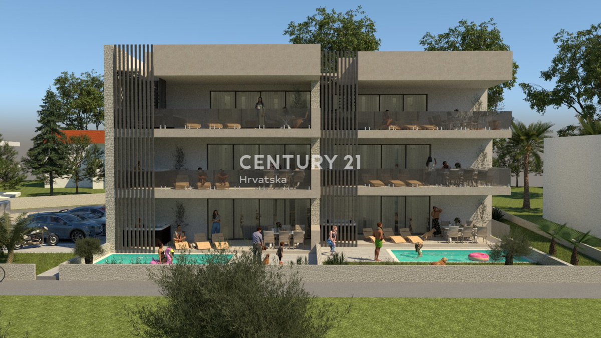 ZADAR, LJUBAČ, LUX. NOVOGRADNJA S6 / 97,10 m2 + 120 m2 KROVNA TERASA, 2. nadstropje, 50 m DO MORA IN PLAŽE, POGLED NA MORJE