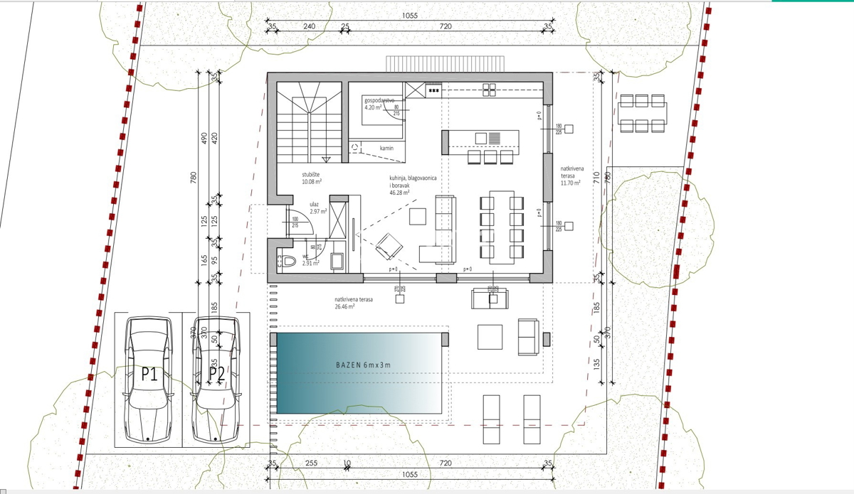 Sukošan - Vila z bazenom - novogradnja s pogledom na morje