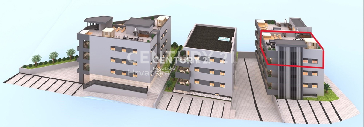 ZADAR - SUKOŠAN - PENTHOUSE Z DAKTARASO - 100 M OD MORJA