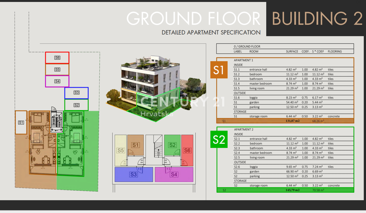 SVETI FILIP JAKOV, 2,5-sobno stanovanje v pritličju, 68,26 m2, zasebno dvorišče