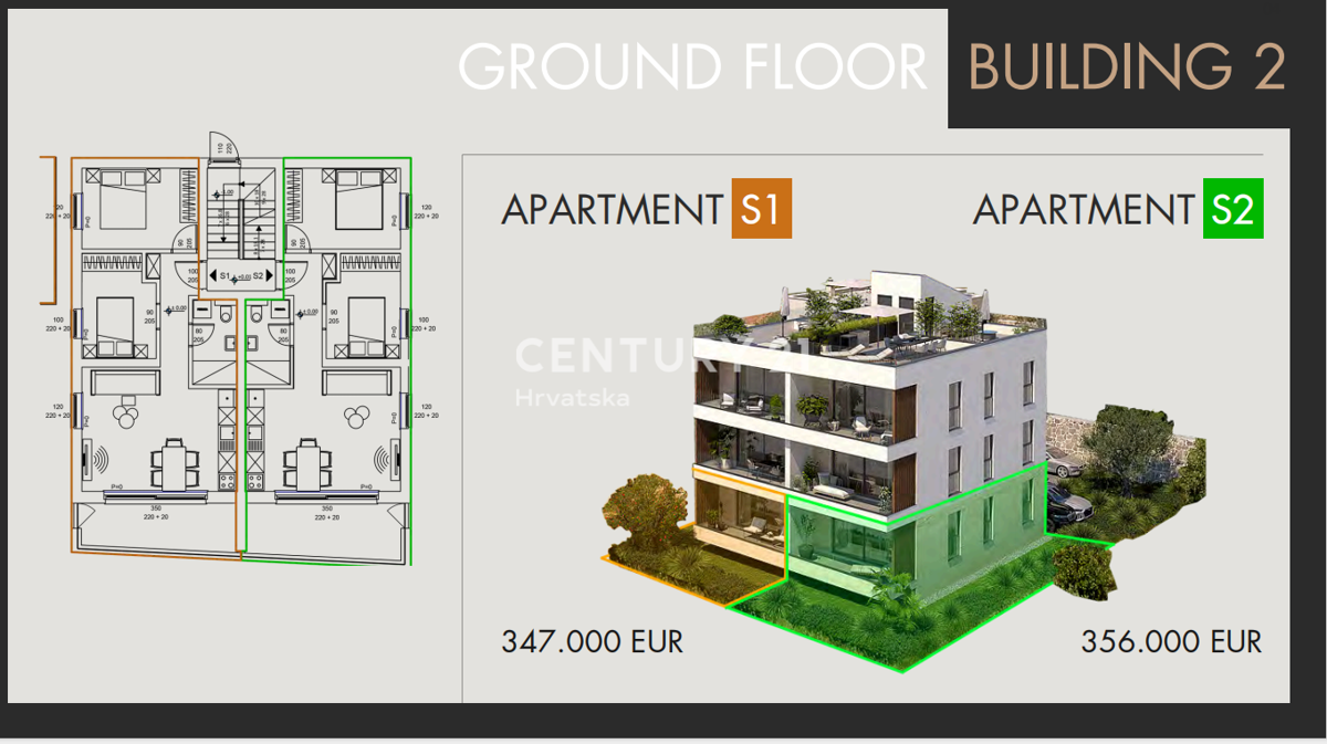 SVETI FILIP JAKOV, 2,5- sobno stanovanje 70,68 m2, pritličje, zasebno dvorišče
