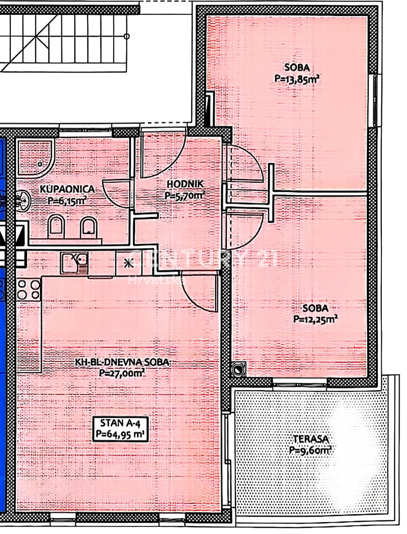 Pakoštane, dvosobno stanovanje s pokrito teraso in pogledom na morje, 70 m do plaže