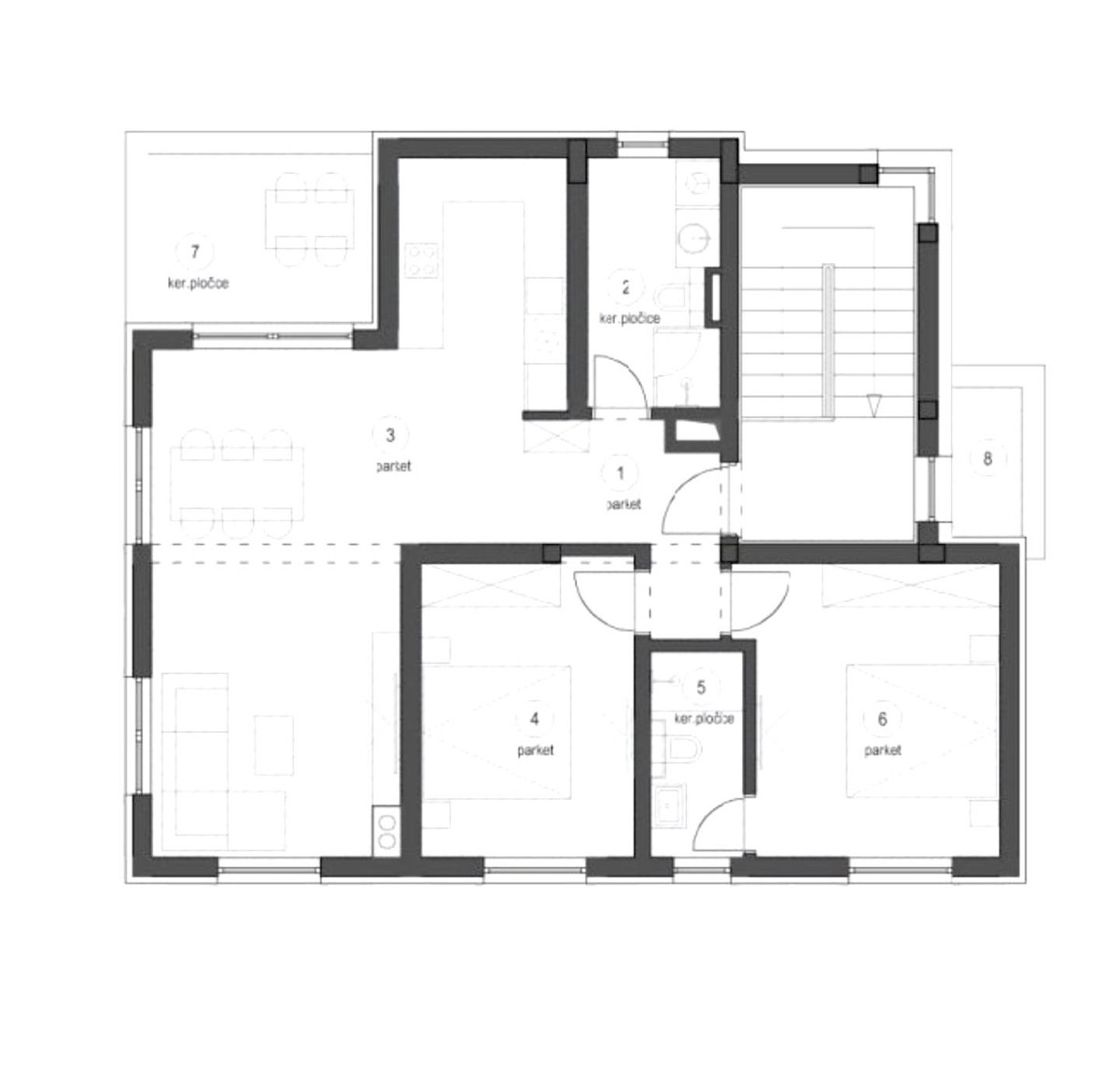 trosobno stanovanje v novogradnji površine 82 m2, samo 70 m od morja