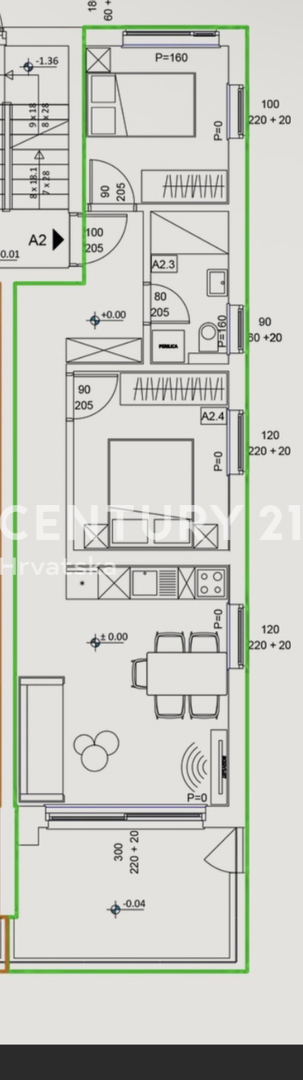SVETI FILIP I JAKOV, 2,5-sobno stanovanje 69,73 m2, pritličje, zasebno dvorišče