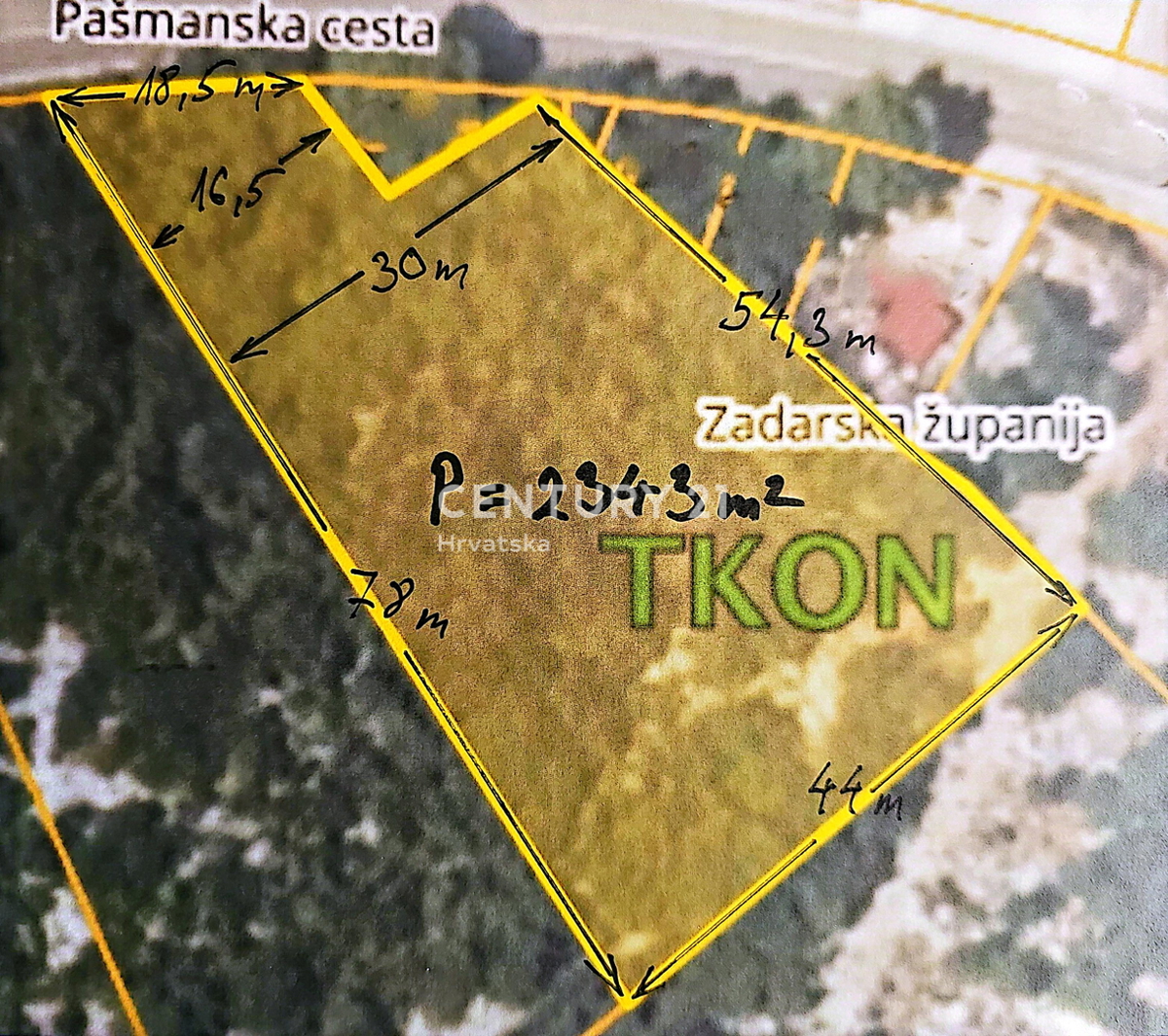 Tkon, Pašman, gradbeno zemljišče s čudovitim pogledom na morje