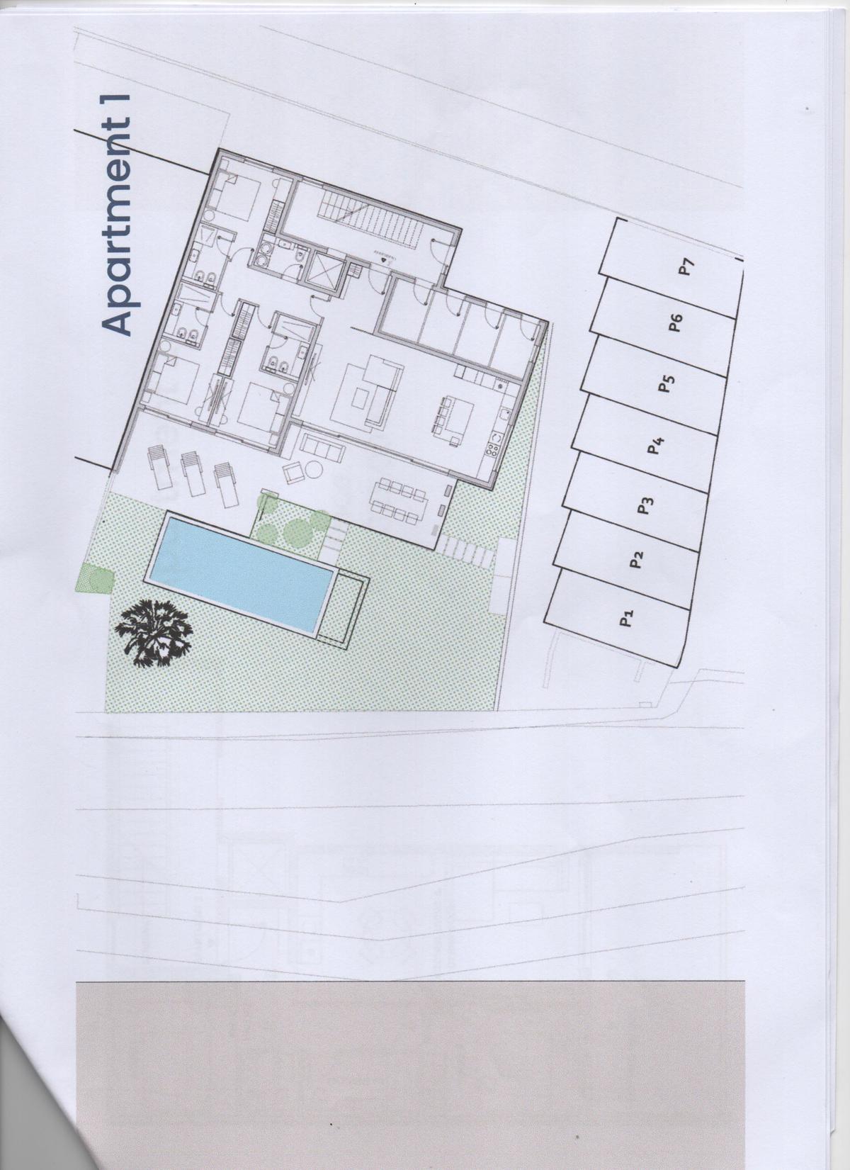 Zaton, 1. vrsta od morja, luksuzna novogradnja, pritličje A1, 223,59 m², vrt, bazen