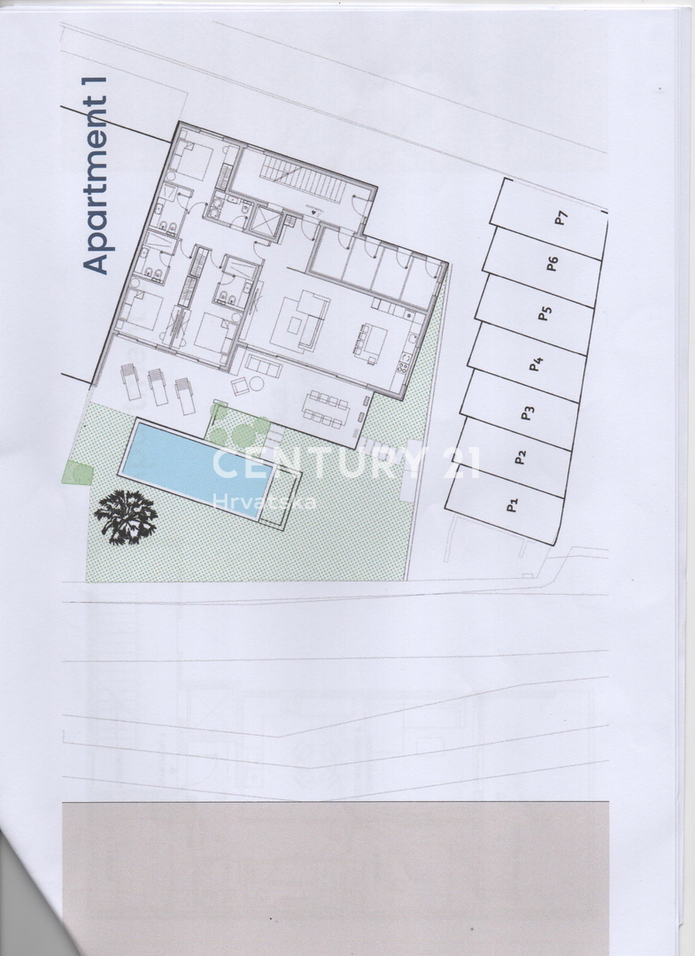 Zaton, 1. vrsta od morja, luksuzna novogradnja, pritličje A1, 223,59 m², vrt, bazen