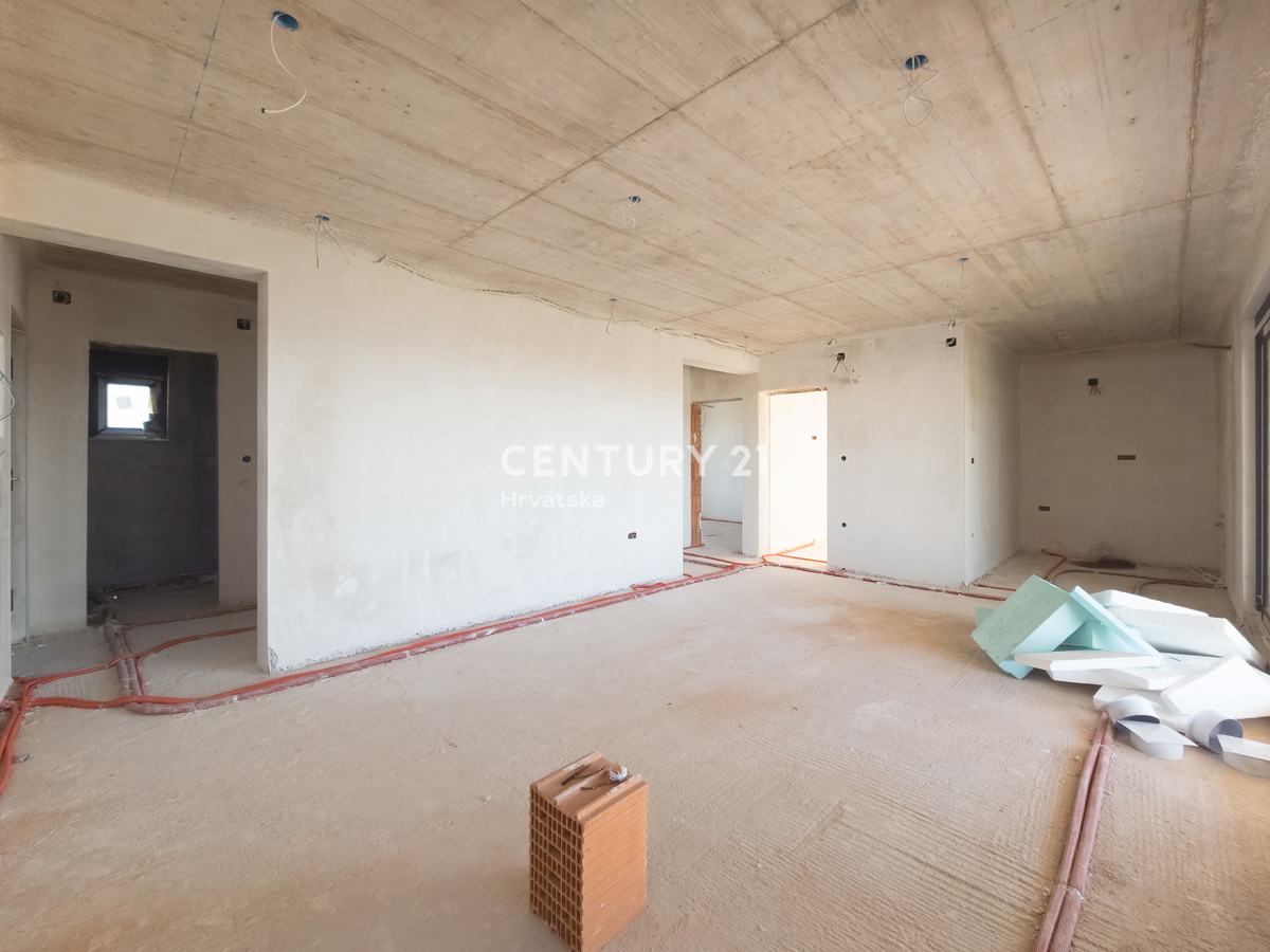 ZADAR, LJUBAČ, LUKSUZNO NOVOGRADNJA. S5= 98,80 m2 + strešna terasa 120 m2, 2. nadstropje, 50 m DO MORJA IN PLAŽE, POGLED NA MORJE