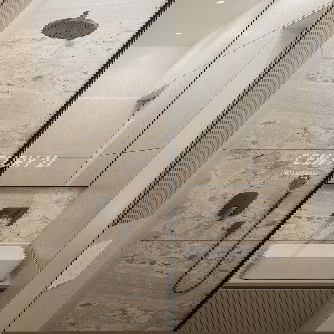 ZADAR, LJUBAČ, LUKSUZNO NOVOGRADNJA. S5= 98,80 m2 + strešna terasa 120 m2, 2. nadstropje, 50 m DO MORJA IN PLAŽE, POGLED NA MORJE