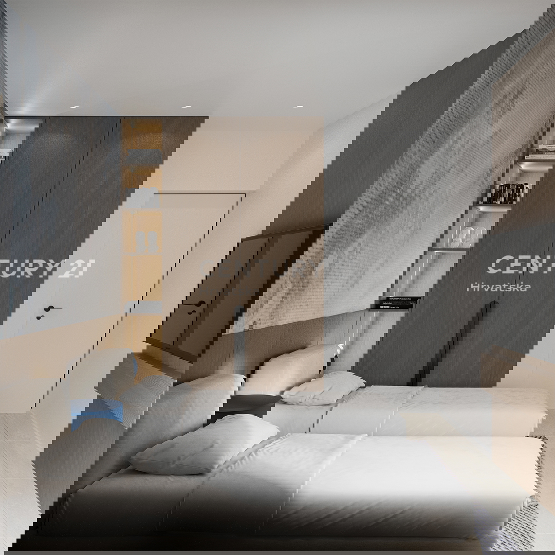 ZADAR, LJUBAČ, LUKSUZNO NOVOGRADNJA. S5= 98,80 m2 + strešna terasa 120 m2, 2. nadstropje, 50 m DO MORJA IN PLAŽE, POGLED NA MORJE