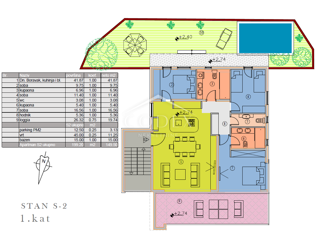 Malinska - apartma z bazenom v novogradnji