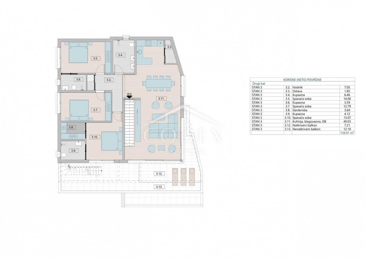 Krk - S3 Penthouse s pogledom na morje
