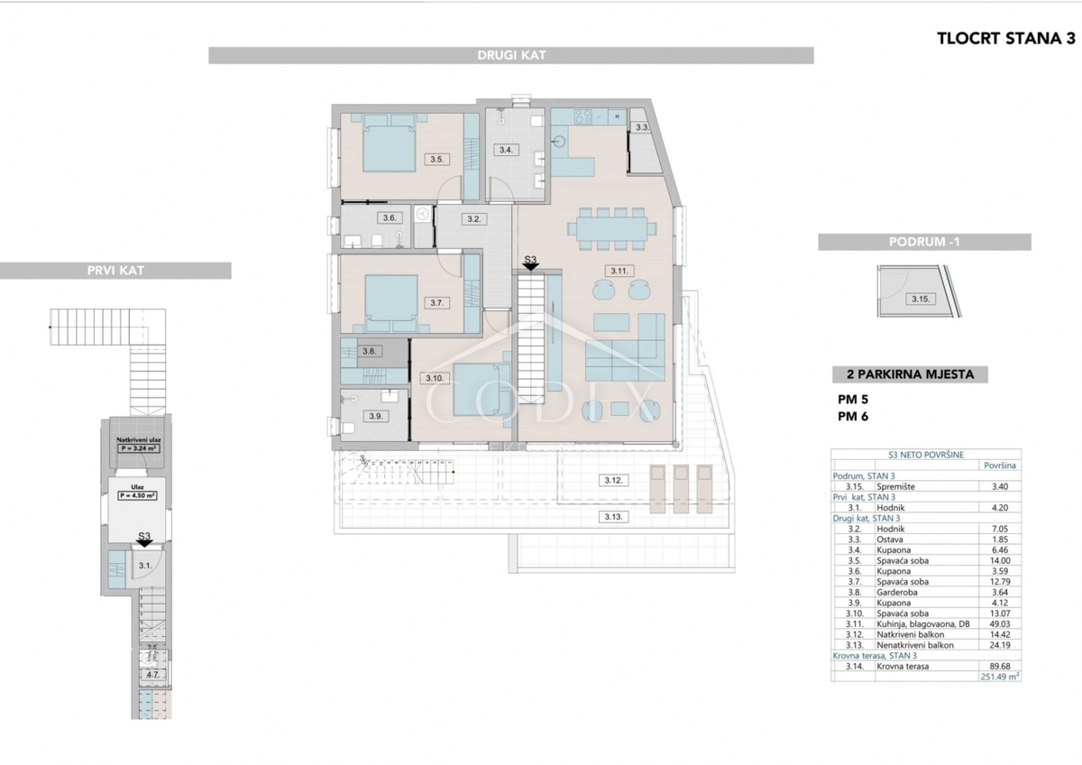 Krk - S3 Penthouse s pogledom na morje