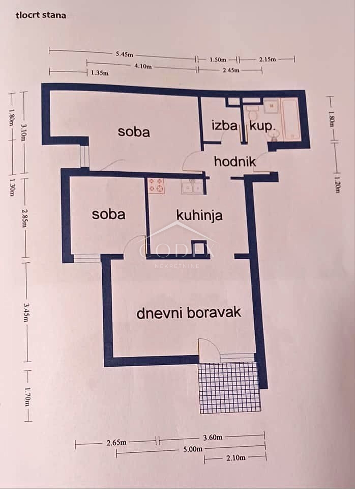 Donji Zamet - prodaja na novo obnovljenega dvosobnega stanovanja