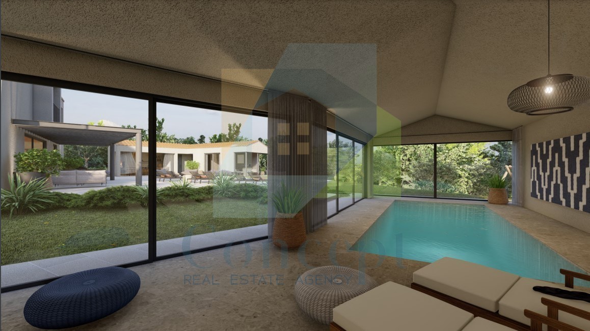 Motovun, okolica, oblikovana vila s bazenom in pogledom na morje