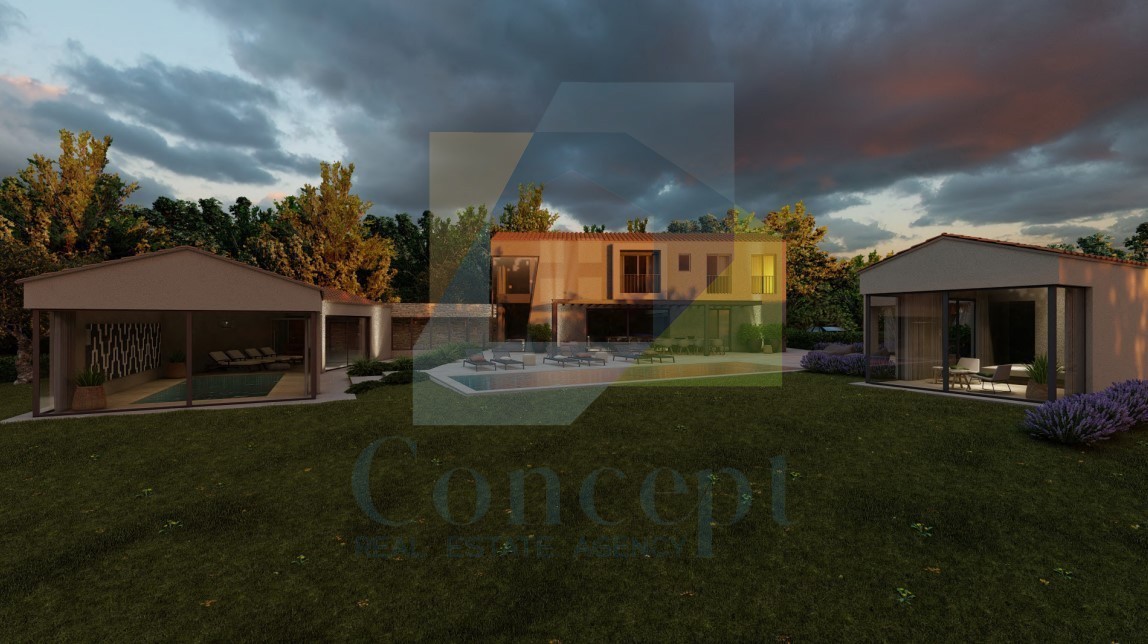 Motovun, okolica, oblikovana vila s bazenom in pogledom na morje