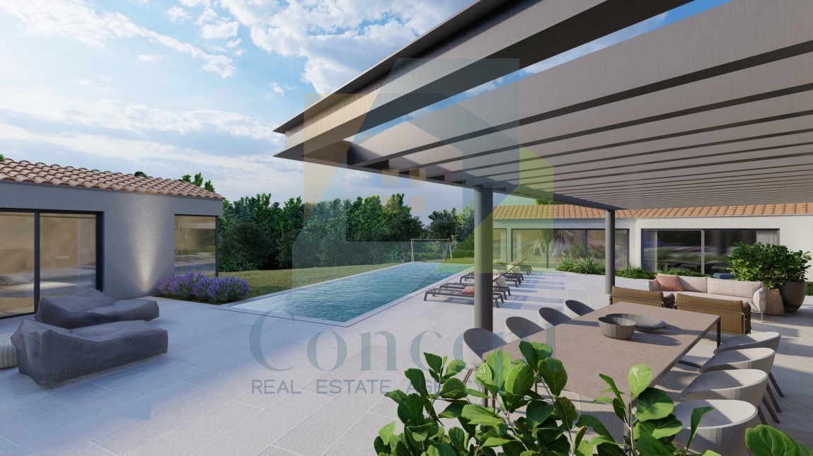 Motovun, okolica, oblikovana vila s bazenom in pogledom na morje