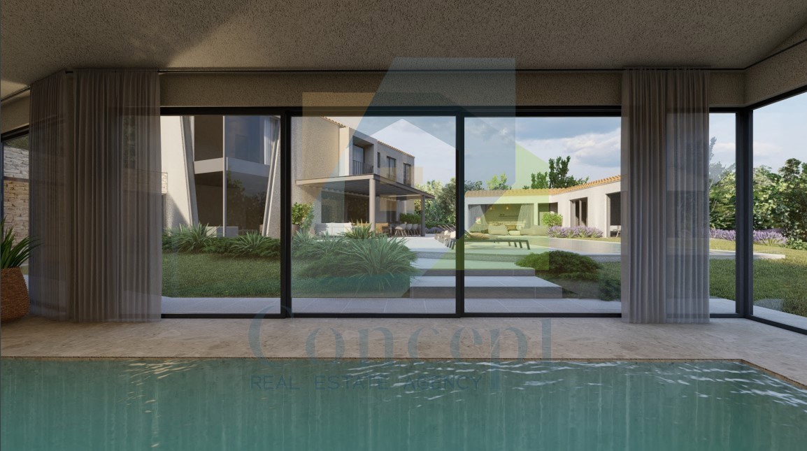 Motovun, okolica, oblikovana vila s bazenom in pogledom na morje