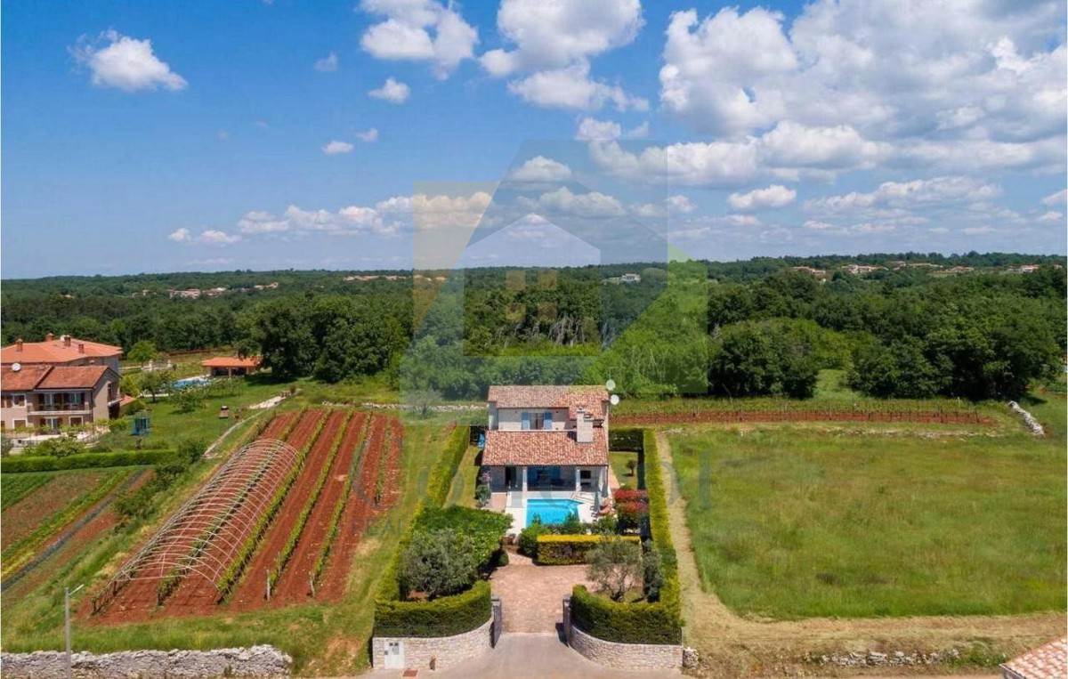 Poreč, okolica, Kamena, samostojeća kuća s bazenom in pogledom na morje