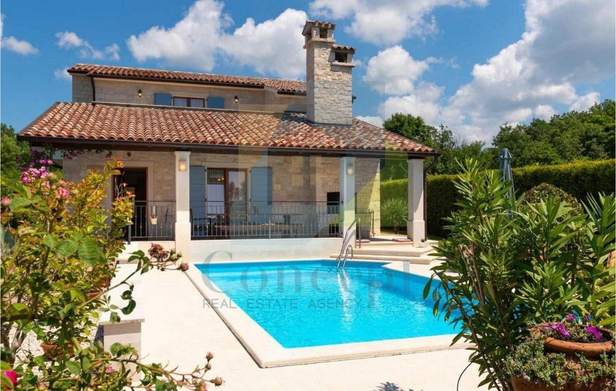 Poreč, okolica, Kamena, samostojeća kuća s bazenom in pogledom na morje