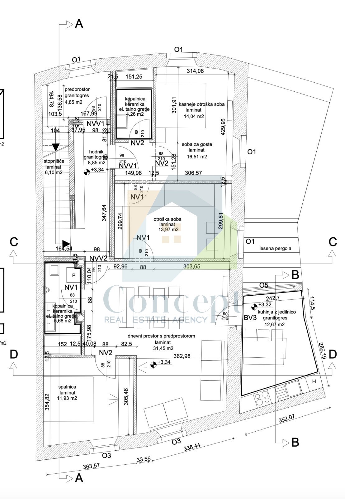 Poreč, center, Luksuzno stanovanje v 1. nadstropju v starem mestnem jedru, 40 m od morja