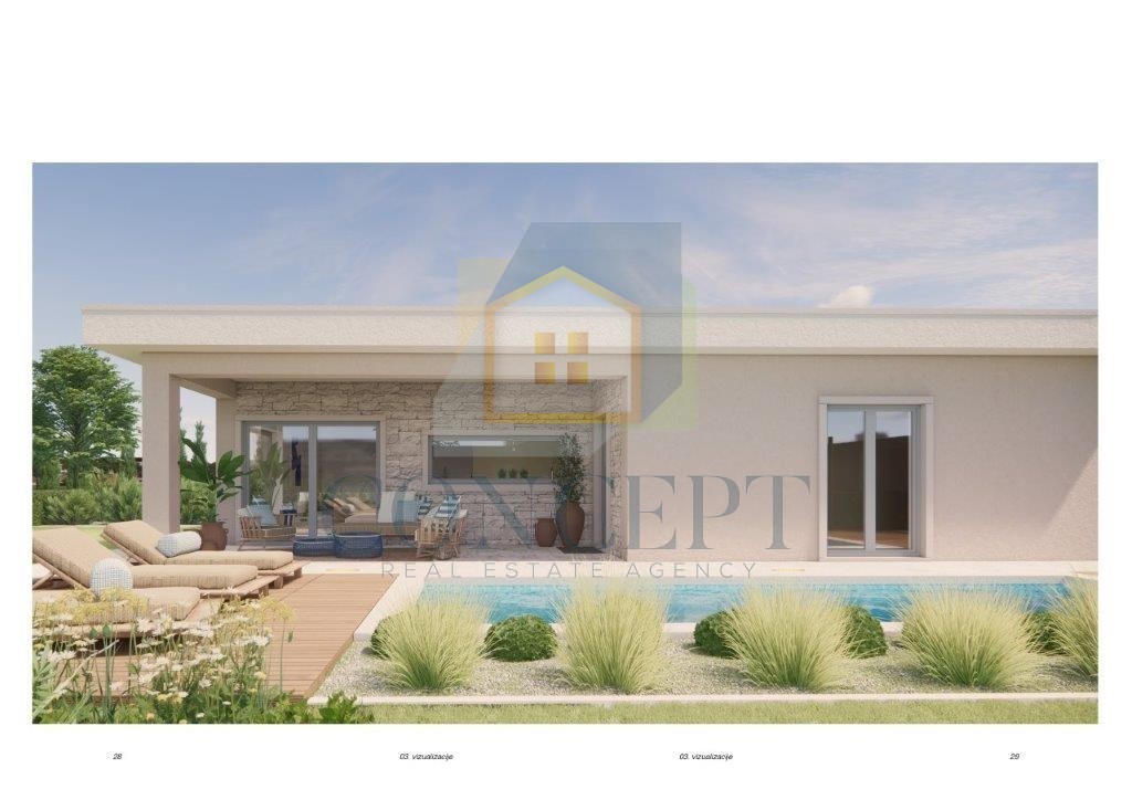 Poreč, okolica, Prizemna hiša s bazenom na mirni lokaciji, 5 km od morja