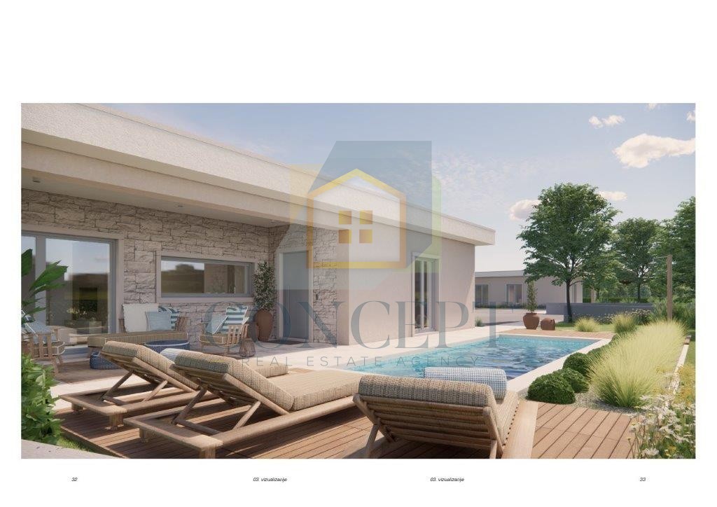 Poreč, okolica, Prizemna hiša s bazenom na mirni lokaciji, 5 km od morja