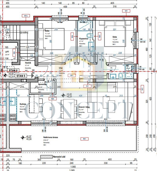 Poreč, okolica, Stan na 2. nadstropju zgrade z dvigalom in pogledom na morje, 7 km od morja.