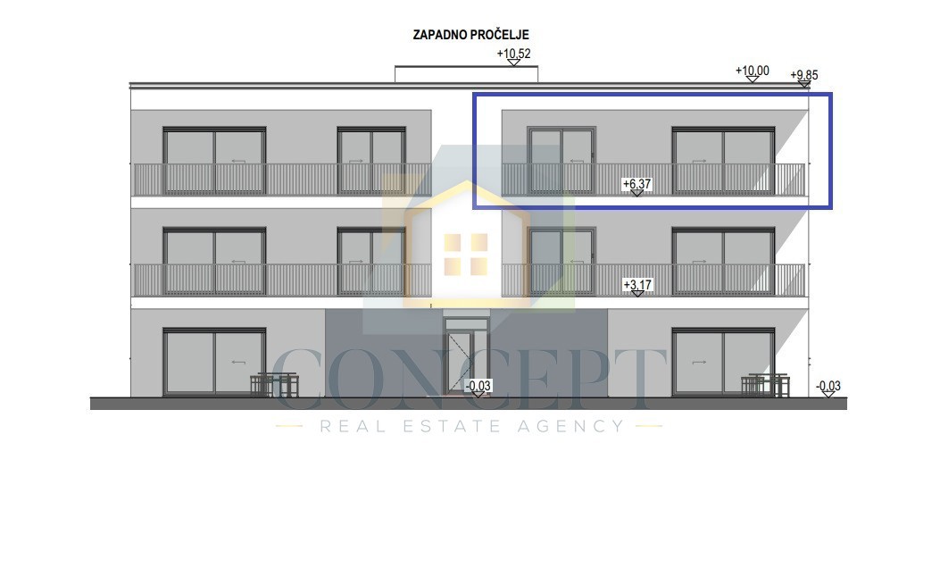 Poreč, okolica, Stan na 2. nadstropju zgrade z dvigalom in pogledom na morje, 7 km od morja.