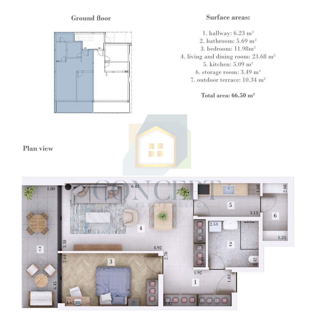 Rovinj, okolica, Stan v pritličju s vrtom, 10 km od morja