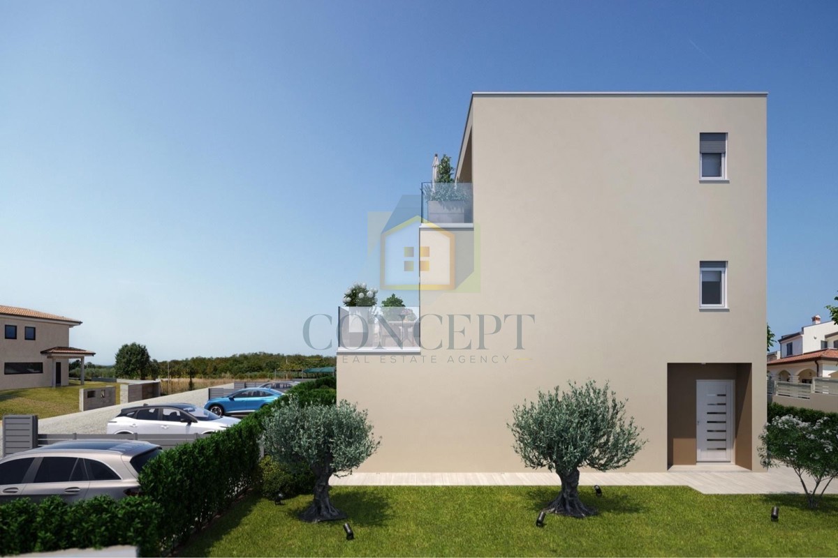 Poreč, okolica, Luksuzni dvoetažni stan s 3 spalnice in pogledom na morje, 7 km od morja