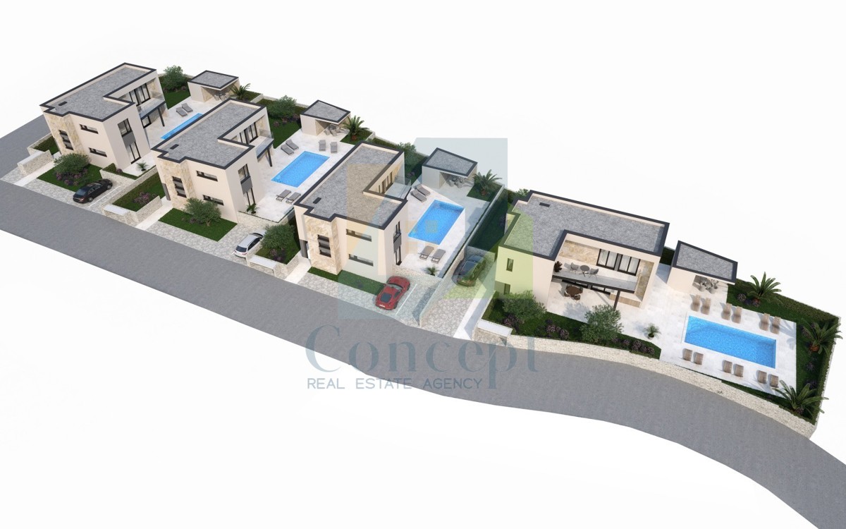 Pula, okolica, Moderna vila 450 m od morja s pogledom na Brijune