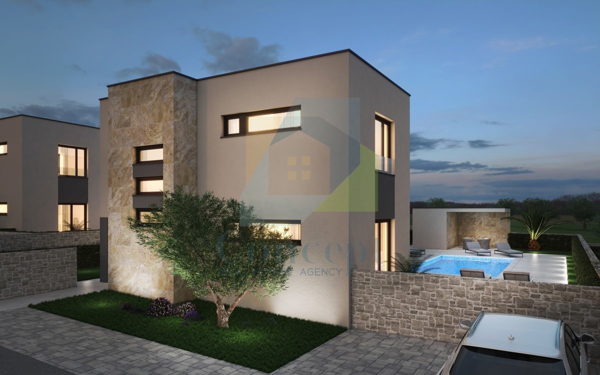 Pula, okolica, Moderna vila 450 m od morja s pogledom na Brijune