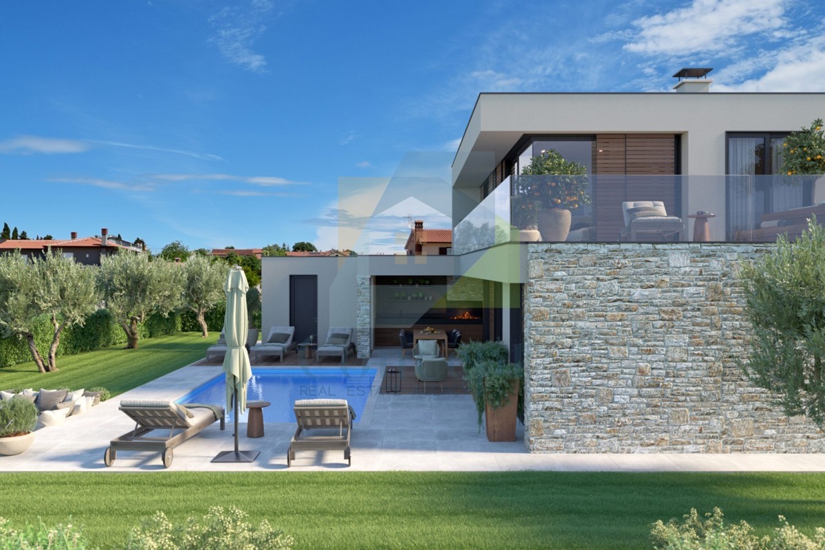 Poreč okolica, Luksuzna dvojna hiša s pogledom na morje, 10 km od morja