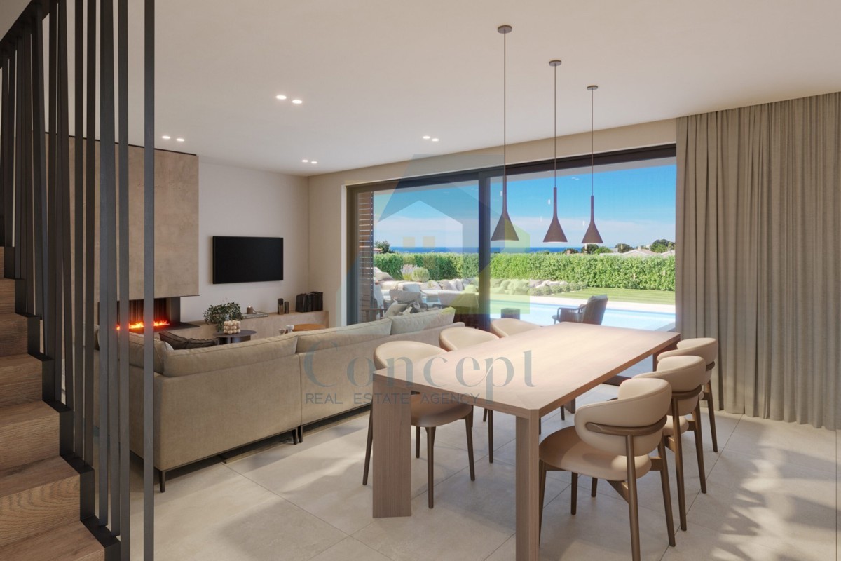 Poreč okolica, Luksuzna dvojna hiša s pogledom na morje, 10 km od morja