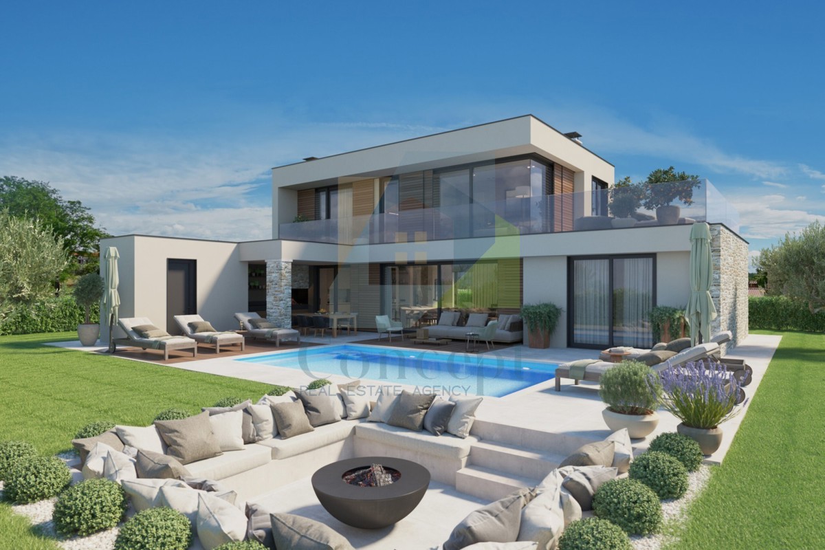 Poreč okolica, Luksuzna dvojna hiša s pogledom na morje, 10 km od morja