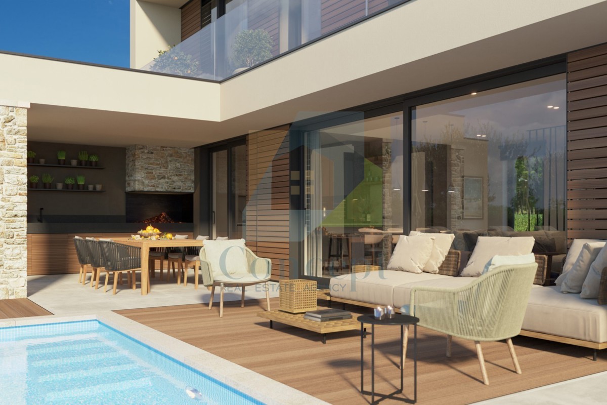 Poreč okolica, Luksuzna dvojna hiša s pogledom na morje, 10 km od morja