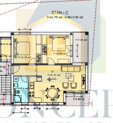 Poreč, uža okolica, Stan na 1. nadstropju na odlični lokaciji, 1,5 km od morja