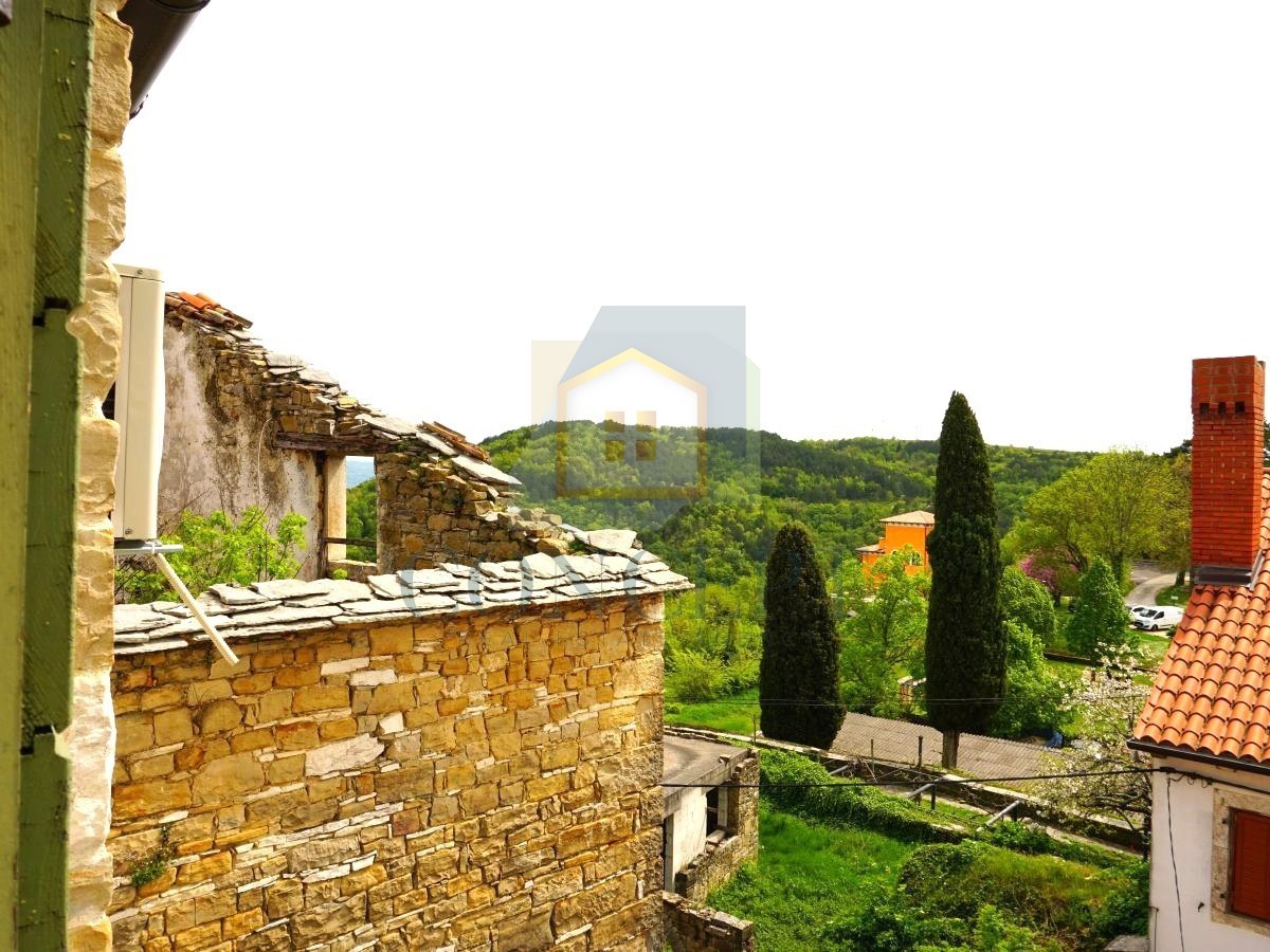 Istra, Oprtalj, Kamena hiša s 3 apartmaji in dvema poslovnima prostoroma