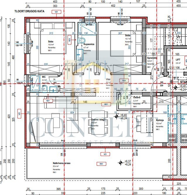 Poreč, okolica, Stan na 2. nadstropju zgradne z dvigalom in pogledom na morje, 7 km od morja