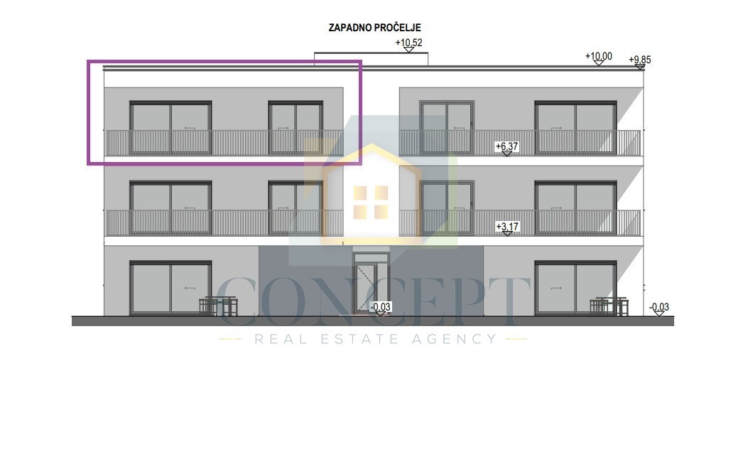 Poreč, okolica, Stan na 2. nadstropju zgradne z dvigalom in pogledom na morje, 7 km od morja