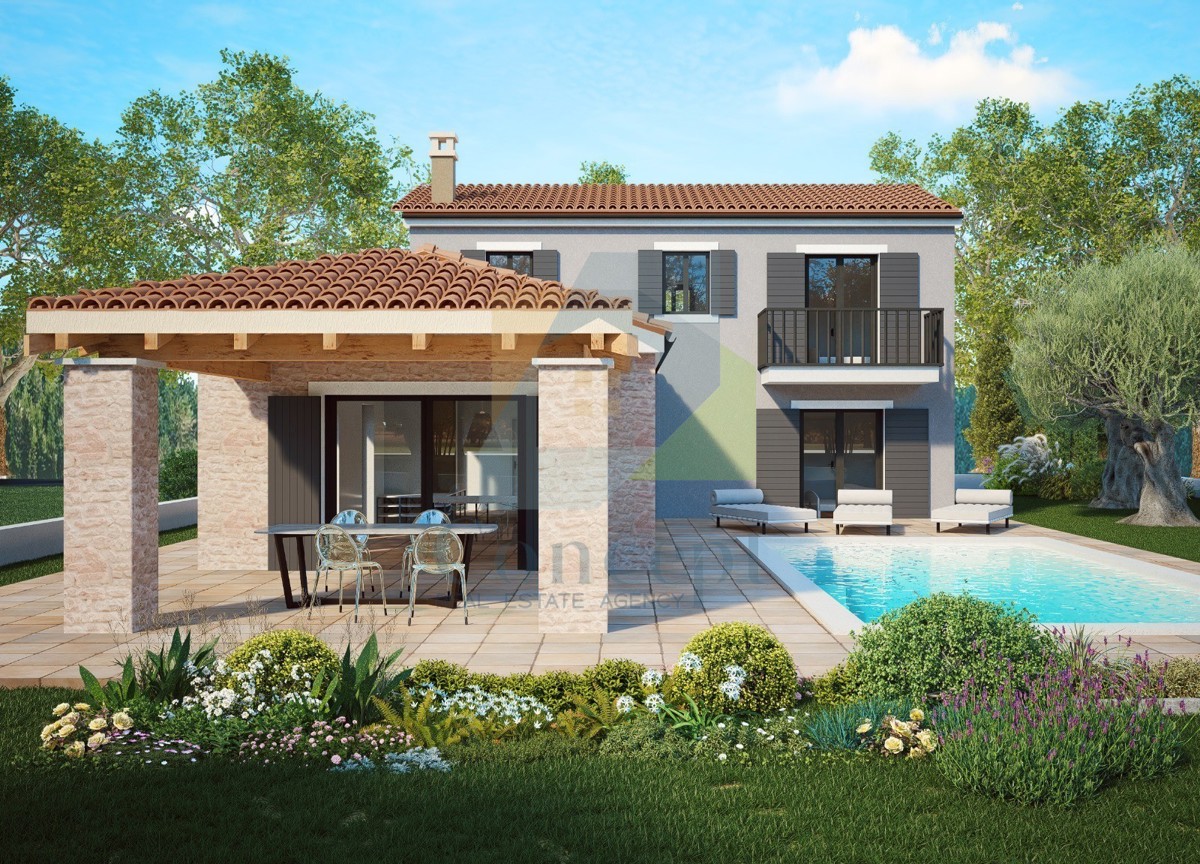 Poreč, okolica, Čudovita hiša s bazenom in pogledom na morje, 8 km od morja