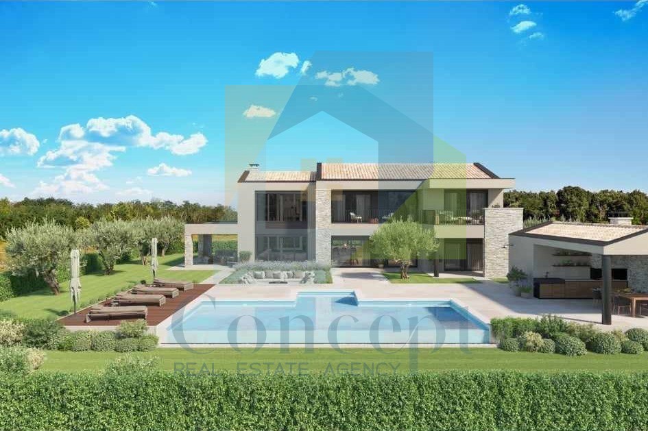 Poreč, okolica, Čudovita luksuzna vila s bazenom in pogledom na morje