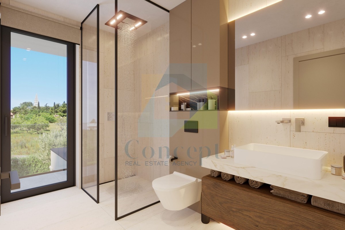 Poreč okolica, Luksuzna dvojna hiša s pogledom na morje, 10 km od morja