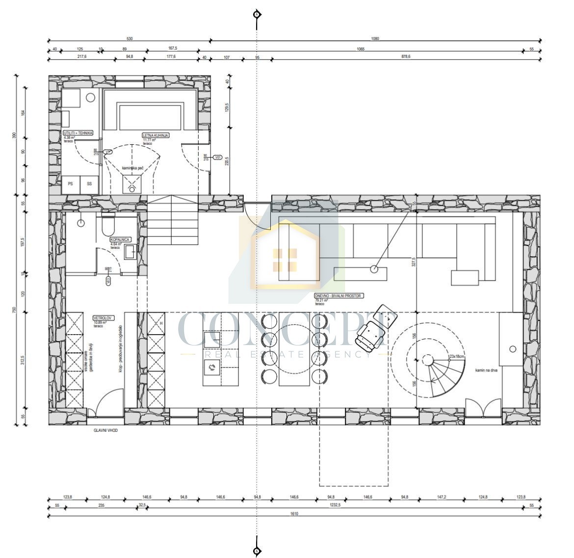Pazin, Cerovlje, Unikatna vila v renovaciji, mirna lokacija