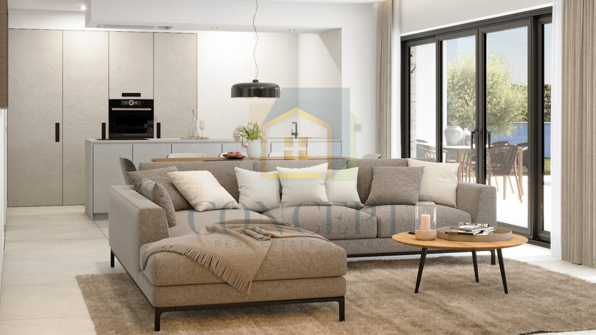 Poreč, okolica, Luksuzna moderna dvojna hiša s bazenom, 5 km od morja