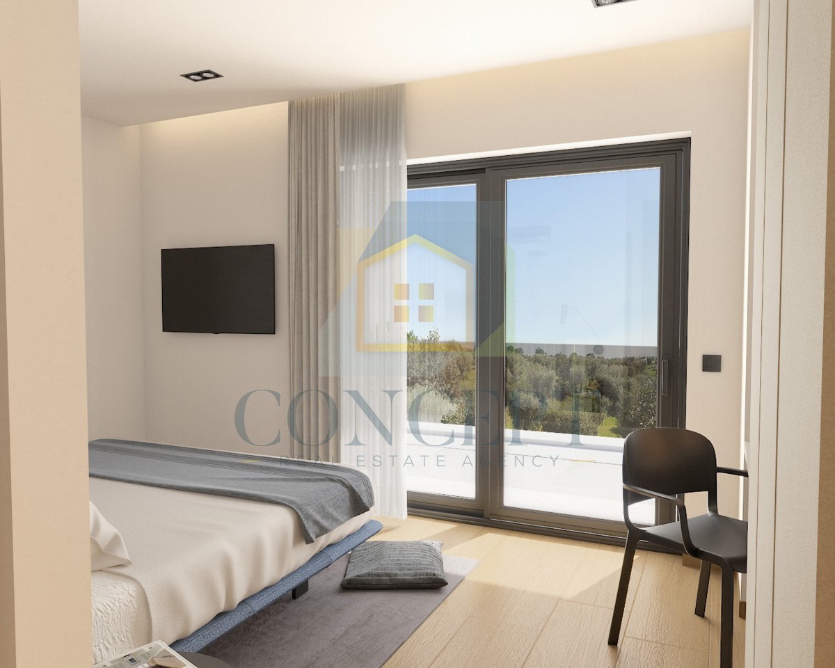 Poreč, okolica, Luksuzna moderna dvojna hiša s bazenom, 5 km od morja