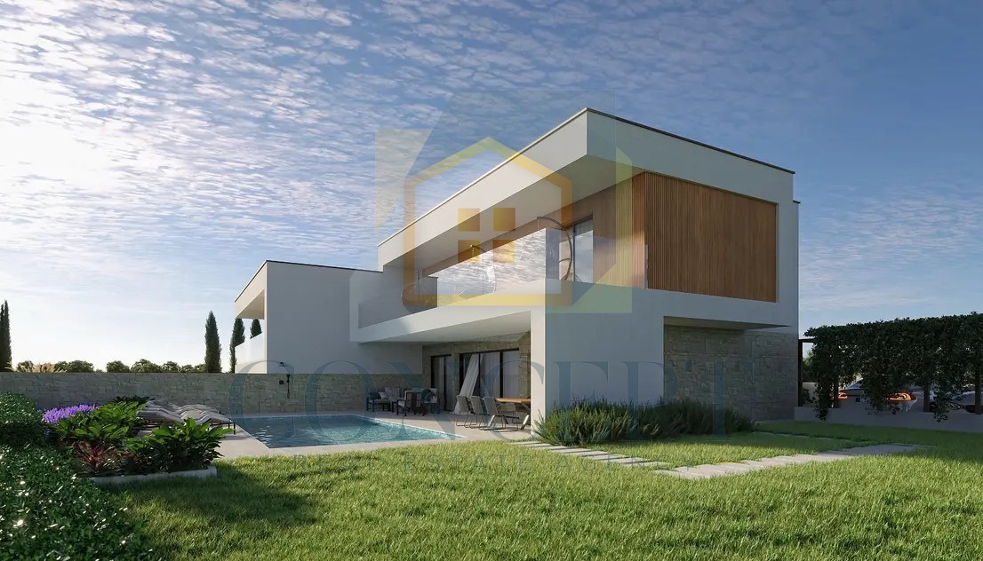 Poreč, okolica, Luksuzna moderna dvojna hiša s bazenom, 5 km od morja